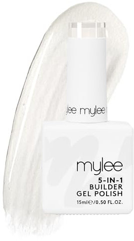 Mylee 5 in 1 Builder Base Strengthening Gel 15ml, UV/LED Nail Polish Coat for Hard Strong Nails Tips & Extensions, For Nail Art Decoration, Decals & Jewels, Professional Manicure Repair (Clear)