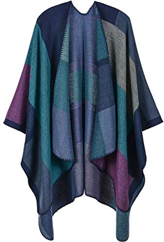 Lifetooler Poncho Femme Hiver Chaud Châle Femme Chic et Elegant Réversible Écharpe Cape Cardigan pour Le Printemps, l'automne et l'hiver