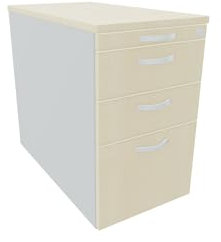 Standcontainer mit Hängeregistratur und 2 Metall-Schubfächern, mit Utensilienschubfach, Metall-Rollschubführung, Zentralverriegelung, 438x800x720, Ahorn/Ahorn/Lichtgrau