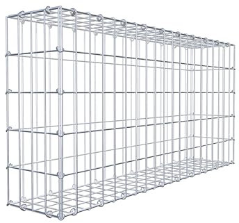 GABIONA Gavión de piedra rectangular, malla de 5 x 10 cm, profundidad de 20 cm, gavión de 100 x 50 x 20 cm (largo x alto x profundidad), anillo en C.