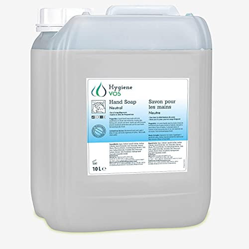 Hygiene VOS Savon Liquide 10 litres neutre sans parfum pour les Mains pH Neutre pour une Utilisation Quotidienne. Ingrédients Biodégradables