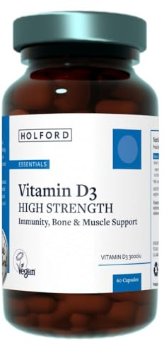 PATRICK HOLFORD Vitamin D High Strength/Vitamin D Supplement/for Immunity, Bone & Muscle Support / 1 Nutrient / 3000iu / D3 / Shiitake Mushroom Base/Naturally Sourced / 60 Capsules/Vegan /
