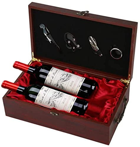 Weinkiste Aus Holz, Weinpräsentationsbox, Antike Aufbewahrungsbox Mit Griff, Metallgriff Und Verschluss, Koffer Mit Zubehör, Flaschenöffner-Kit