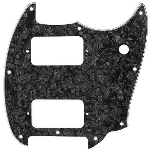 Musiclily Pro 9 Löcher HH Gitarre Schlagbrett Pickguard 4-lagig Black Pearl | Runde Ecke, für Squier Bullet Series Mustang E-Gitarre