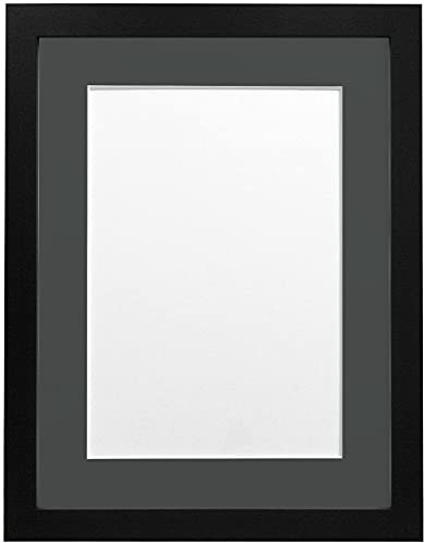 FRAMES BY POST Craft Bilderrahmen, Mattschwarz mit dunkelgrauem Passepartout, 25,4 x 20,3 cm, Bildgröße A5