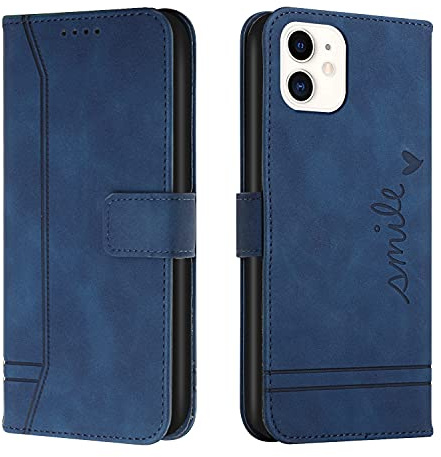 Trugox Handyhülle für Apple iPhone 12 / iPhone 12 Pro Hülle Klappbar Klapphülle mit Kartenfach Handytasche Handy Schutzhülle Tasche Leder Wallet Flip Case Slim Book Cover - Blau