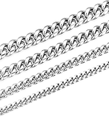 Jewow Edelstahl massiv Panzerkette Halskette für Herren Breite 6/8/10/12mm, Länge 46-76cm Wählbar