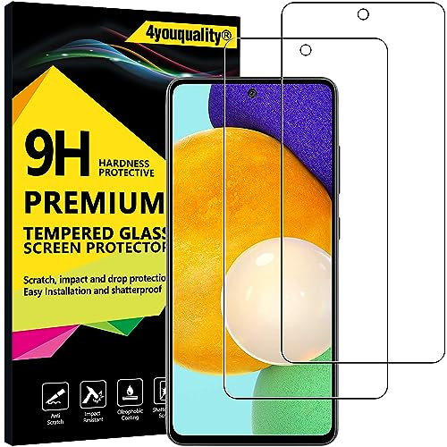 4youquality Screen Protector for Samsung Galaxy A53 5G, Galaxy A52 5G/4G & Galaxy A52s 5G, Tempered Glass Film, 2-Pack, [LifetimeSupport][Impact-Resistant][Anti-Scratch]