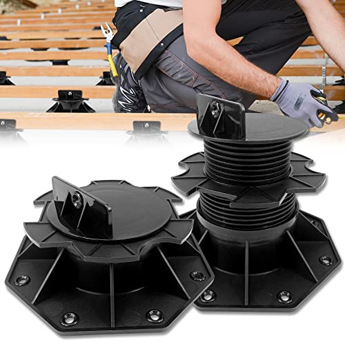 Froadp 60-140mm Plots Terrasse Réglable en Hauteur, Supports de Planche pour Dalles de Terrasse, Pieds PP Autonivelants, Palier de Poutre pour Revêtement de Sol Extérieur ou Plaques de Balcon (10)