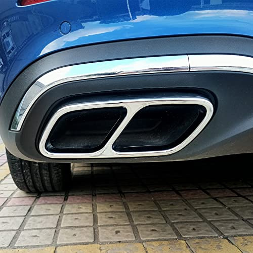 für C Klasse AMG Line W206, T-Modell S206 2022-2025 Diffusor Auspuffblende Glänzend Dekor Edelstahl 2 Stück (Silber)