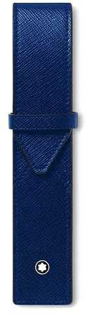Montblanc Sartorial Etui für 1 Schreibgerät aus Leder in der Farbe Blau, Maße: 16cm x 3cm x 1,6cm, 130820