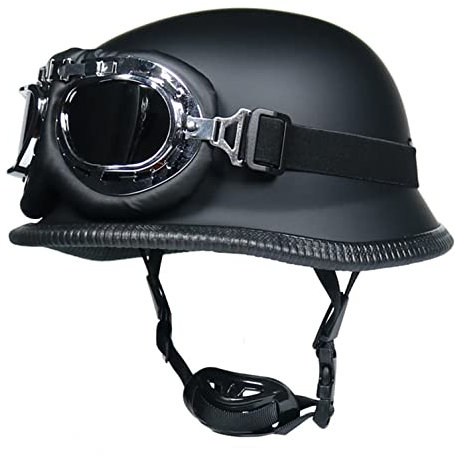 Casque Moto Demi Vintage Casque Mobylette Bols Casques Jet Casque Moto Homme Femme -ECE Homologué ​Adulte Retro Casque Bols avec Lunettes pour Scooter A,S