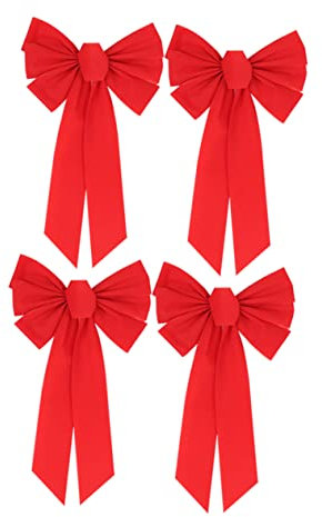 Warmhm Weihnachtsbaumschleifen Rot 12 Stück Samt Schleifenornamente 26x49cm Christbaumschmuck Hängedekoration für Weihnachtsbaum Hochzeit Treppengeländer Wiederverwendbar