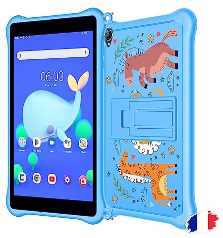 Blackview - Tab 5 Kids - Tablette Tactile Éducative Enfant - Écran HD+ 8 - Android 12-3 Go RAM + 64 Go Stockage - Contrôle Parental et Fonctionnalités iKids - Bleu