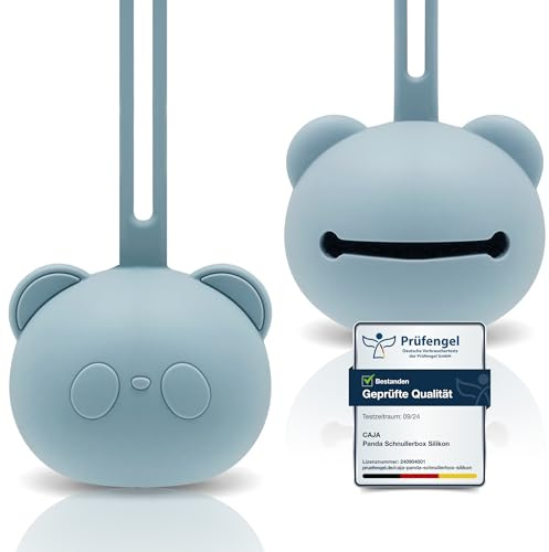 CAJA Scatola porta ciuccio in silicone Conservazione sicura per ciucci Design panda Senza BPA Accessorio per bebè di alta qualità per neonati e bambini piccoli (blue)