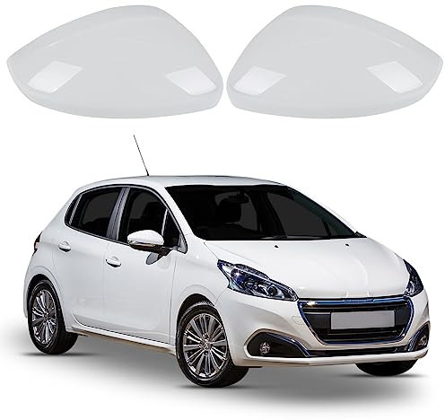 Tapas de espejo de coche, 1 par de tapas de espejo retrovisor para puerta de coche, cubiertas de espejo lateral para 2012-2019 Peugeot 208 2008 (blanco)