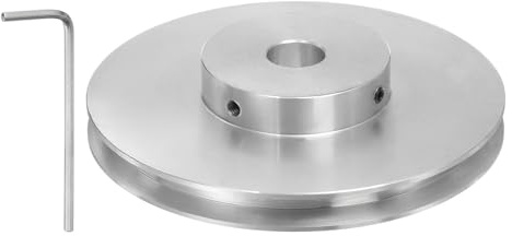 sourcing map Einzelrillen Riemenscheibe Keilriemenscheibe 14mm feste Bohrung 100mm Außendurchmesser Aluminiumlegierung mit Sechskantschlüssel für Bohrmaschine 6mm PU-Rundriemen