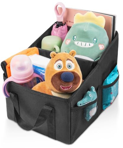 URAQT Car Organiser for Front or Back Seat, Portable Waterproof Boot Storage for Kids, Durable Oxford Fabric, Holds Toys, Snacks, Cups, Books, Tissue - Keeps Car Tidy and Clean