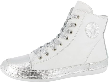 Andrea Conti dam High Top sneakers, vit/silver, 38 EU, Vitt silver, 38 EU