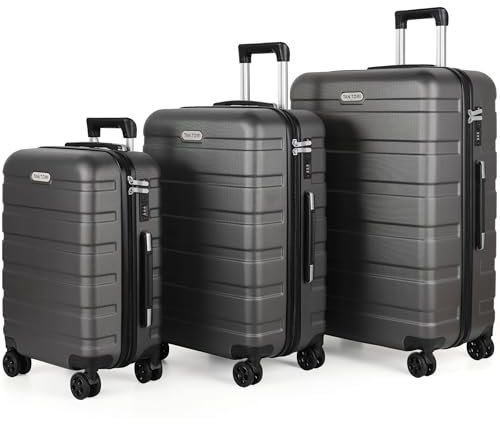 TANTOMI Koffer Set 3 Teilig Hartschale, Kofferset, Gepäck-Sets Koffer & Trolley Handgepäck, Reisekoffer mit Passwortsperre, Hartschalenkoffer Suitcase mit 4 Rollen(Dunkelgrau, 3 Stück)
