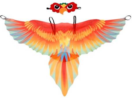 VALICLUD 1 Juego De Disfraces De Alas De Pájaro Para Niños Disfraces De Búho Alas De Pájaro Capa De Disfraz De Loro Volador Disfraz De Loro Volador Con Máscara De Para Niños Y Niñas