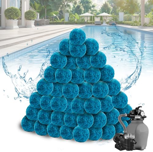 PEUTIER 700g Boules de Filtre de Piscine, Boule Filtrante Piscine Bleues Boule Filtrante Pompe Piscine pour Piscine Systèmes de Filtre à Sable (Équivalent à 25,54kg de Sable de Filtre de Piscine)
