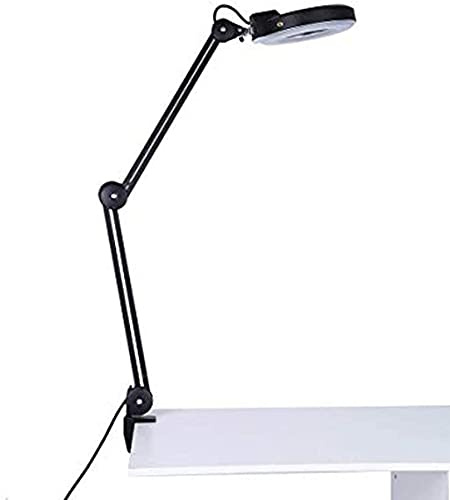 JKSVTF Magnifying Glass Magnifier LED Magnifier Light Nail Tattoo Salon Adjustable Rotating Arm 5X Magnifier