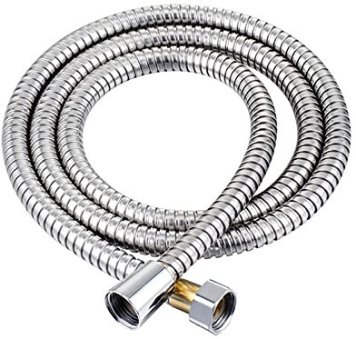 Premium Stainless Steel Hose, 5 m Duschschlauch aus Edelstahl 304, Wasserhahnschlauch, flexibler Duschschlauch, dicker Silikon-Badezimmer-Duschschlauch, 3 m, Titan, 2 m (Color : Chrome, Size : 3M)