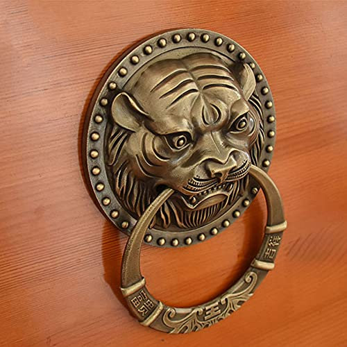 XUJIAM Haustürklopfer, Türklopfer, Türklopfer, antiker Messing-Tigerkopf-Türklopfer, Retro-Bronze-Türgriff, verdicktes Türdekorationszubehör (Color : Bronze)