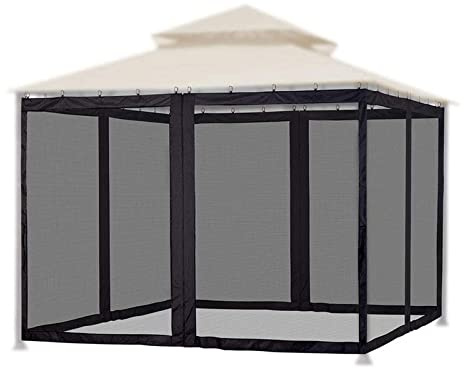 Ghzste Ersatz-Pavillon-Moskitonetz mit Reißverschluss, Osquito-Netz Regenschirme, 4 Panel-Bildschirmwände, Sichtschutzvorhang Terrasse Im Freien, Garten und Hinterhof