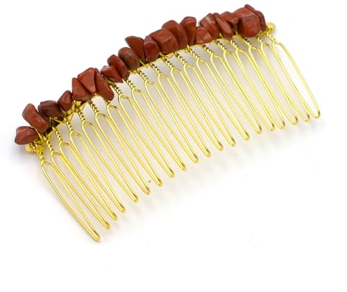 Goldener Haarkamm mit Naturstein – Elegantes Haaraccessoire für Damen, Dekorativer Kamm in Goldoptik, Stilvoller Haarschmuck für Alltag, Events, Hochzeit und besondere Anlässe – Ideal als Geschenkidee