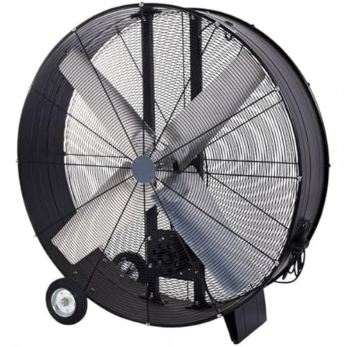 Bilake Ventilador Industrial de Suelo con Ruedas | Portátil y Cabezal Orientable | Motor AC Eficiente | Rejilla de Seguridad | Almacenes, Gimnasios, Colegios, Fábricas, Talleres (Ø112cm | 1000W)
