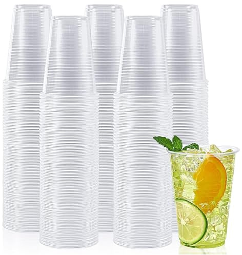 Tezraftaar® 100 x Disposable Plastic Cups 7oz (200ml) Clear Drinking Vending Cups for Water Juice Soft Drinks Parties Weddings Catering Supply Events Office Use