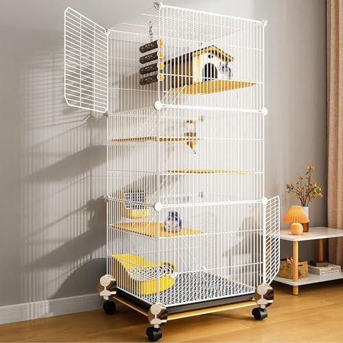 HJYryhyfddply Extragroßer 5-Stöckiger Kleintierkäfig Aus Metall mit Universalrad für Ausgewachsene Ratten, Frettchen, Chinchillas, Meerschweinchen, Große Hamster
