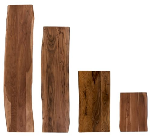 trelevo Waschtischplatte 60x40 cm, Akazienholz massiv 26mm, Tischplatte nussbaumfarben, Baumkantenplatte als Waschtisch für Aufsatzwaschbecken