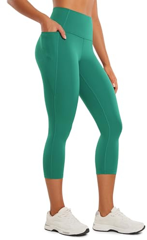 CRZ YOGA Femmes Butterluxe Leggings Capri Taille Haute avec Poches Entraînement Pantalon Yoga - 53cm Cascadia Vert 40