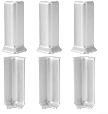 HpLive Eckstäbe Innenecke,Außenecke, Verbinder Sockelleiste Eckblöcke für 10cm Höhe Sockelleiste Wand Basis Ecke Trim(L Silver)