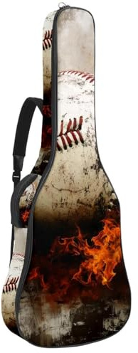 Gitarrentasche in voller Größe, wasserdichte Gitarren-Abdeckung, Tragetasche für akustische klassische E-Gitarren, Vintage-Baseball-Nahaufnahmen, Multicolor 01, 42.9x16.9x4.7 in, Lässiger