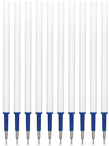 10x Radierbarer Ersatzminen Einziehbarer Blau Spitze 0,5mm,Höhe 11 cm - Kompatibel mit KCasty Einziehbar Radierbarer-Stifte - Radierbare Tintenrolle Thermosensitive Tinte