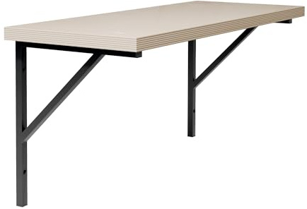 KESSLER PRO Hängende Werkbank, Metall, 120x49 cm, Schwarz | wandmontage, platzsparend, Garagen, Werkstätten, Pappelholz, pulverbeschichtet, Montagezubehör