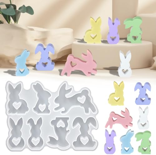 YEAMLTE Silikonform Hase, Ostern, Gießform für DIY Gips, Kerzen, Schokolade (B)