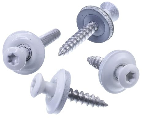 SECCARO Spenglerschraube 4,5 x 20 mm, RAL 9010 reinweiß, Edelstahl A2, EPDM-Dichtscheibe 15 mm, TX/Innensechsrund, 100 Stück