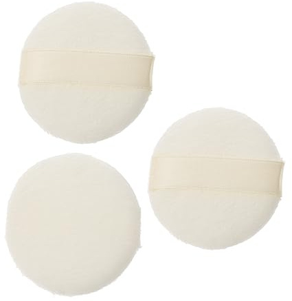 VICASKY 3stücke Puderquasten Aus Kurzem Plüsch Weiß Mit Satinband Für Make up Und Babypuder Geeignet Für Gesicht Und Körperpflege