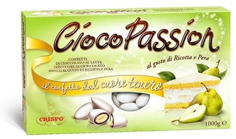 Crispo CiocoPassion Confetti Gusto RICOTTA E PERA con Cioccolato al Latte ripieni di Cioccolato Bianco, Senza Glutine (Gluten Free) 1kg