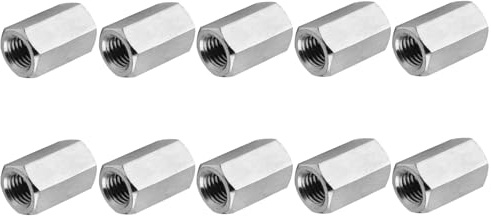 PATIKIL 8#-32 UNC 304 Stainless Steel Hex Coupling Nuts, 10 Pcs 10mm / 0.39 Length Fully Threaded Rod Coupling Nut Studding Connector Fasteners, Silver Tone
