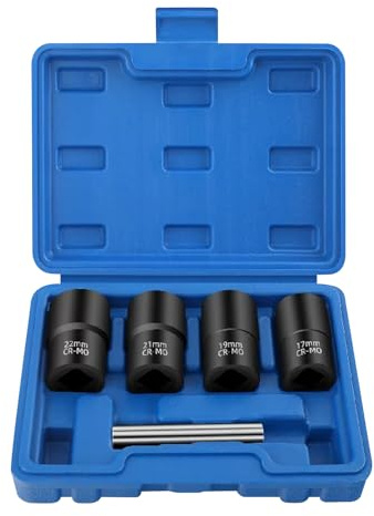 Ensemble d'extracteurs à vis: WIYETY, lot de 5 pièces pour l'enlèvement des écrous et des boulons en spirale (17-22 mm)
