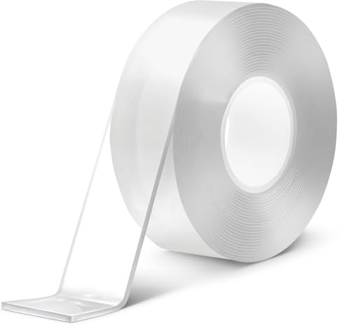 Litoott Dubbelsidig tejp, slitstark (extra stor, 5 m), dubbelsidiga avtagbara tejpremsor för att hänga upp bilder på väggen, extra stor nano-tejp för hemmakontoret
