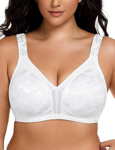 Wingslove Femme Soutien-Gorge Minimiseur Grande Taille Non Rembourré sans Armature Reggiseni du Quotidien, Blanc, 115D