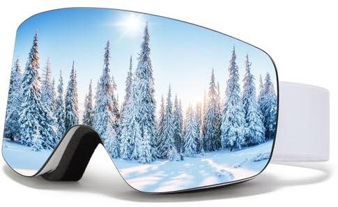 JQF Gear Skibrille für Unisex YH227 Snowboard Brille OTG | Skibrillen mit Anti-Rutsch Kopfband UV-Schutz Anti-Nebel Vollständig Plattiertes REVO Einstellbare,Ski Goggles für Skifahren