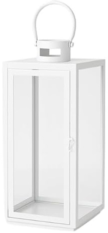 Laterne 9,5 x 10,5 x 28cm Gartenlaterne Metall Windlicht Laternen Deko Kerzenhalter Kerzenleuchter Kerzenständerr für Innen Außen Outdoor Indoor Wohnzimmer Garten Balkon Gartenbeleuchtung Weiß